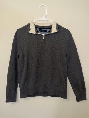 Tommy Hilfiger Gray Quarter Zip Sweater